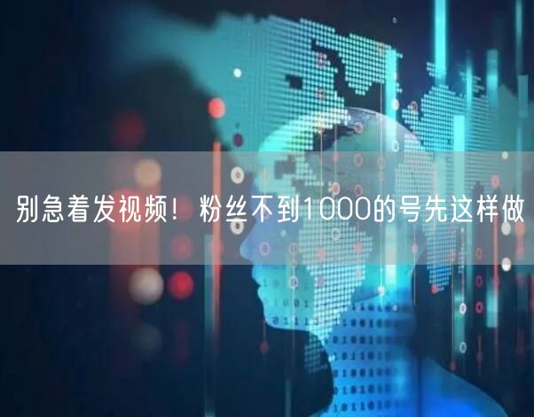 别急着发视频！粉丝不到1000的号先这样做