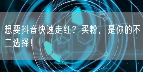想要抖音快速走红？买粉，是你的不二选择！