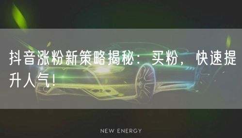 抖音涨粉新策略揭秘：买粉，快速提升人气！