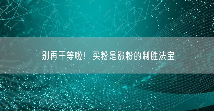 别再干等啦！买粉是涨粉的制胜法宝