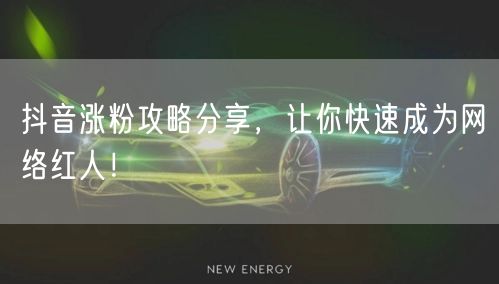 抖音涨粉攻略分享，让你快速成为网络红人！
