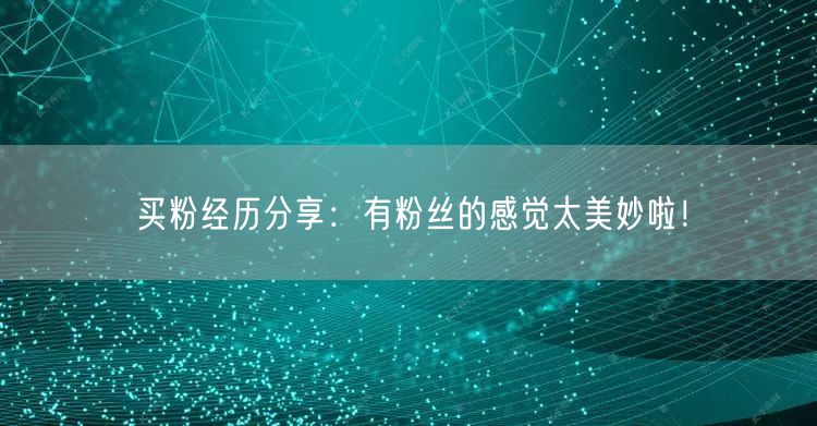 买粉经历分享：有粉丝的感觉太美妙啦！