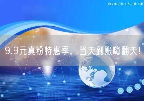 9.9元真粉特惠季，当天到账嗨翻天！
