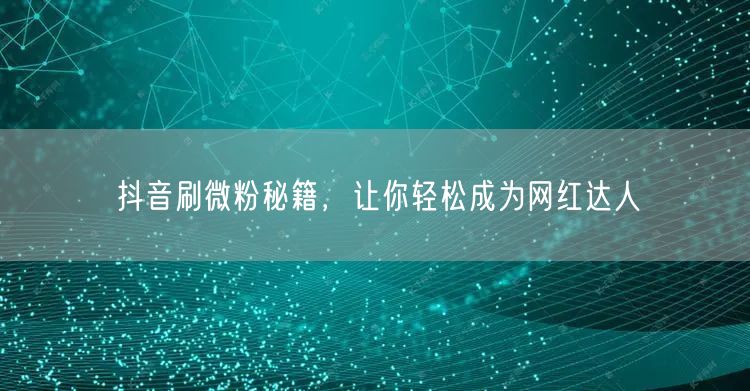 抖音刷微粉秘籍，让你轻松成为网红达人