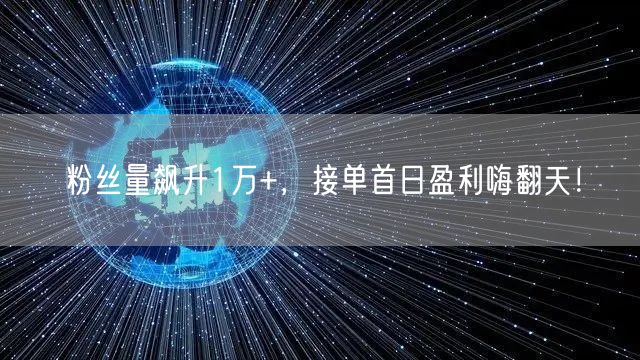 粉丝量飙升1万+，接单首日盈利嗨翻天！