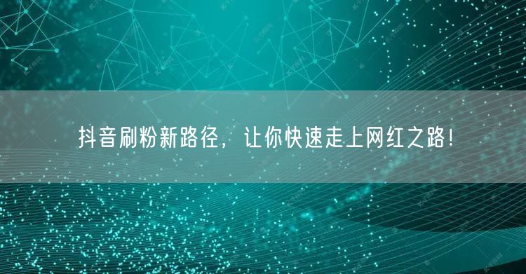 抖音刷粉新路径，让你快速走上网红之路！