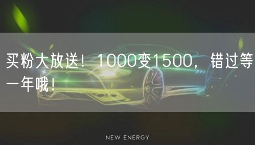 买粉大放送！1000变1500，错过等一年哦！