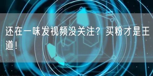还在一味发视频没关注？买粉才是王道！