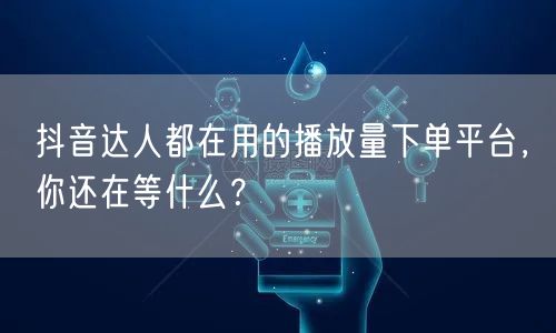 抖音达人都在用的播放量下单平台，你还在等什么？
