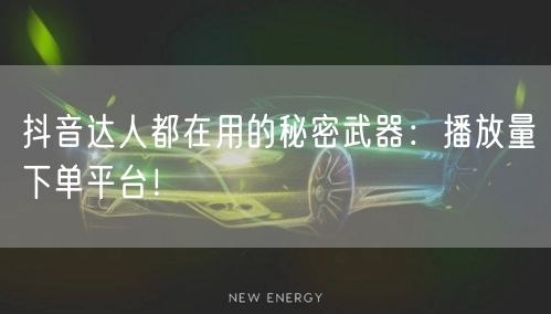 抖音达人都在用的秘密武器：播放量下单平台！