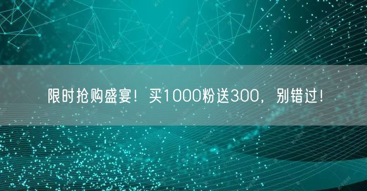 限时抢购盛宴！买1000粉送300，别错过！