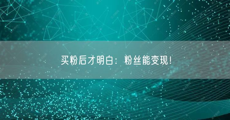 买粉后才明白：粉丝能变现！