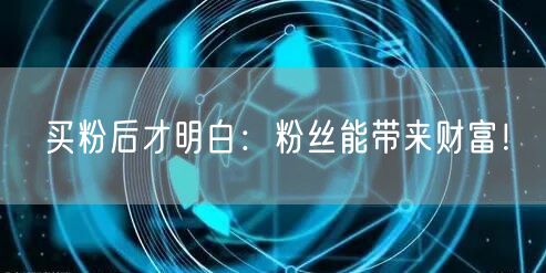 买粉后才明白：粉丝能带来财富！