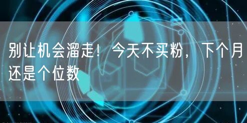 别让机会溜走！今天不买粉，下个月还是个位数