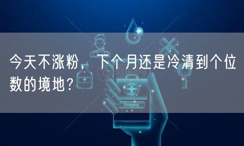 今天不涨粉，下个月还是冷清到个位数的境地？