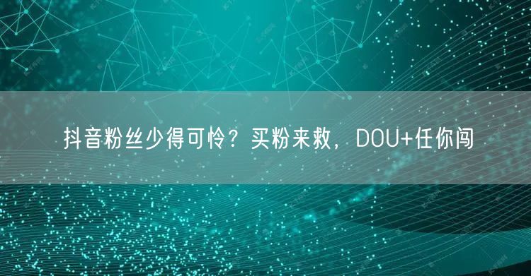 抖音粉丝少得可怜？买粉来救，DOU+任你闯