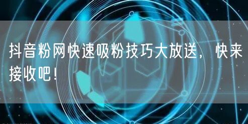 抖音粉网快速吸粉技巧大放送，快来接收吧！