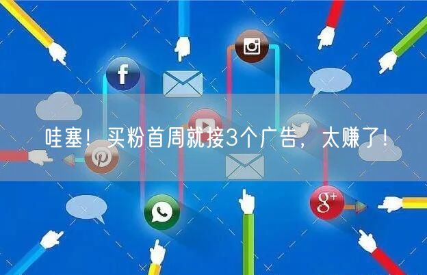 哇塞！买粉首周就接3个广告，太赚了！