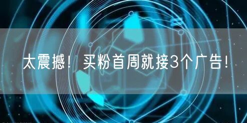 太震撼！买粉首周就接3个广告！